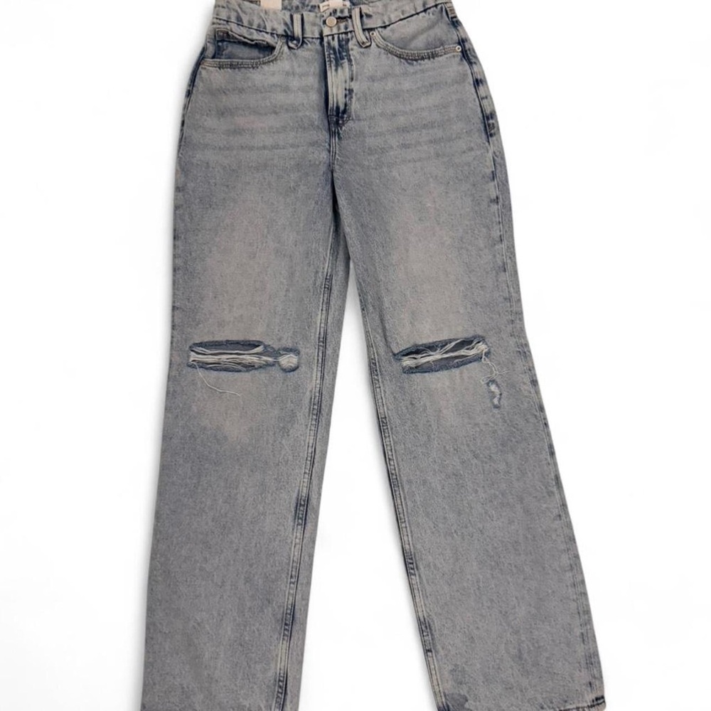 Good American Gray Straight Leg Jeans